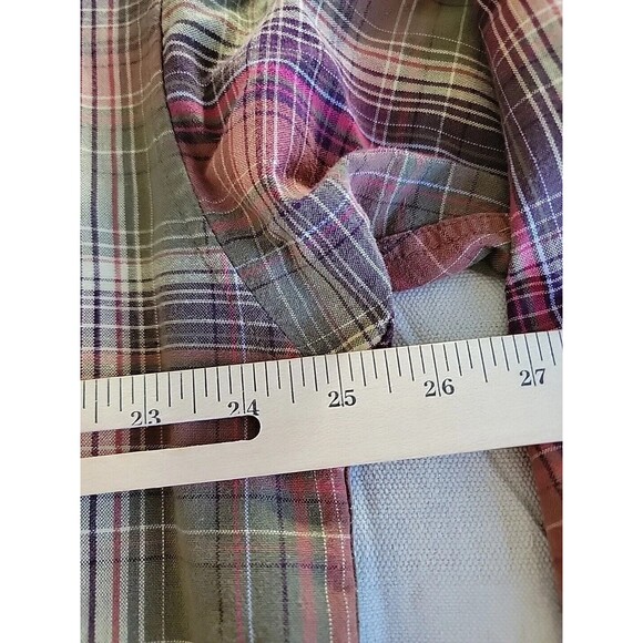 Panhandle Slim Shirt Mens XL Button Down Brown Red Plaid Western Cowboy Cotton - Picture 13 of 15